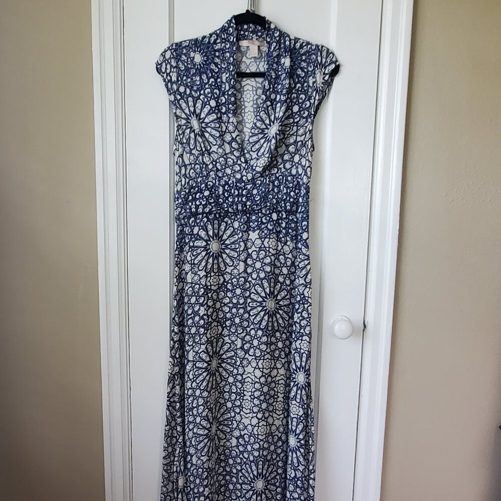 Blue & White Maxi Dress